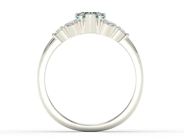 Pierścionek z białego złota z niebieskim topazem Swarovski i cyrkoniami BP-54B-C