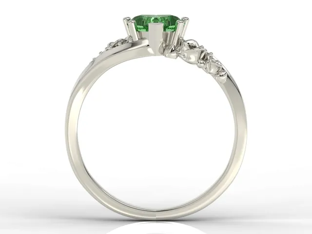 Pierścionek z białego złota z topazem Swarovski Rainforest i diamentami AP-53B