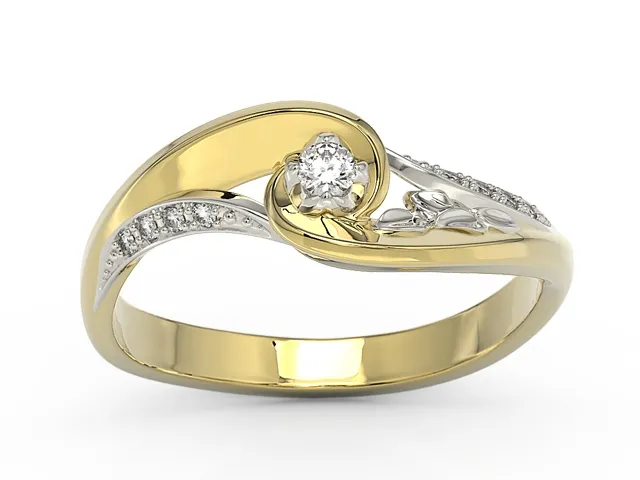 Pierścionek z żółtego i białego złota diamentami BP-56ZB