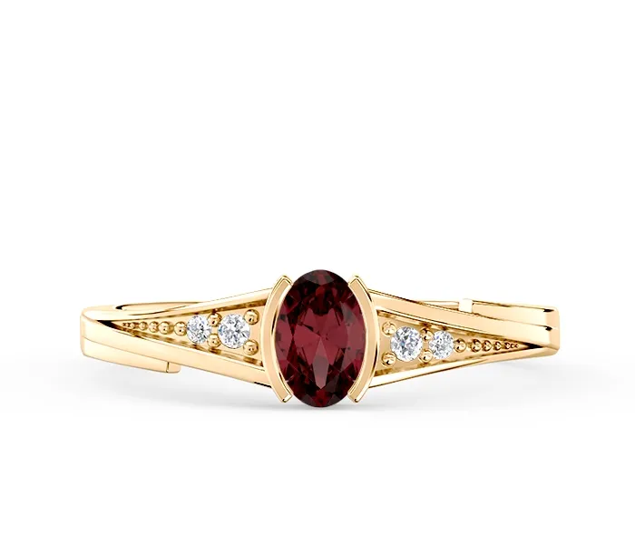 Pierścionek ze złota z granatem i diamentami JP-2705Z-R