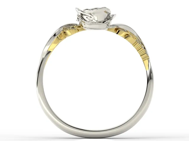 Pierścionek złoty w kształcie róży z granatem i brylantami LP-7715BZ