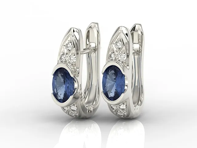 Kolczyki z białego złota z szafirami i diamentami APK-80B