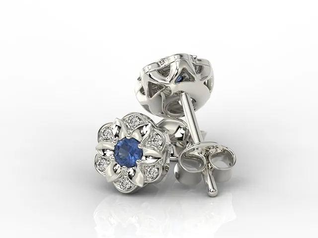 Kolczyki z białego złota z szafirami i brylantami JPK-87B