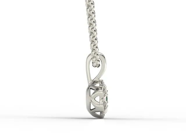 Wisiorek z białego złota z szmaragdem i brylantami JPW-87B