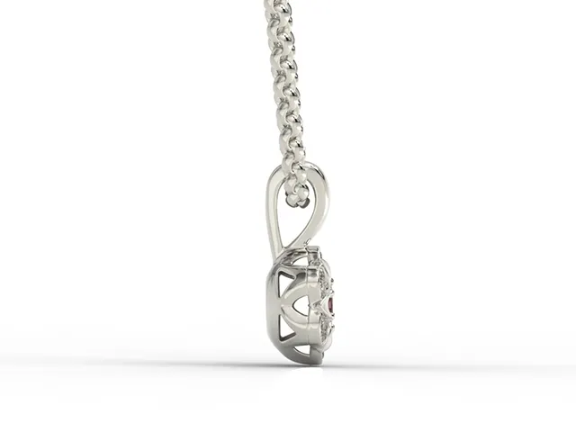 Wisiorek z białego złota z granatem i brylantami JPW-87B