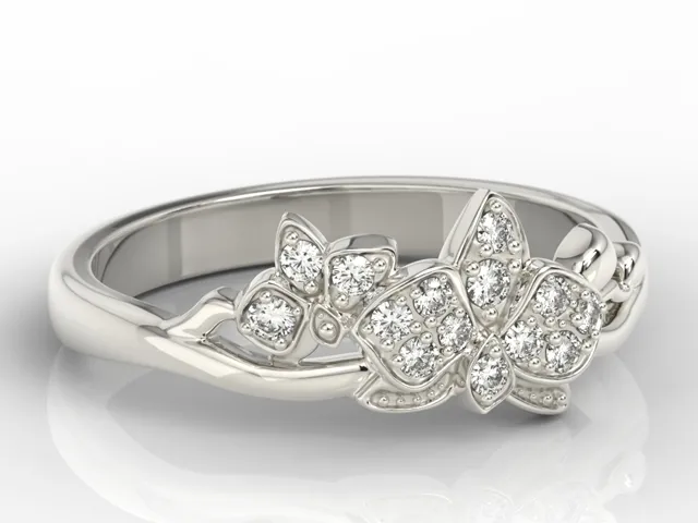 Pierścionek z białego złota z cyrkoniami BP-45B-C