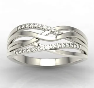 Pierścionek z białego złota z cyrkoniami LP-72B-C