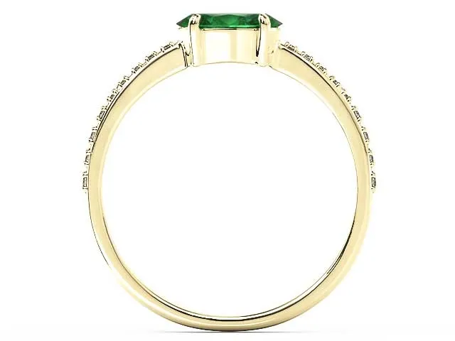 Pierścionek z żółtego złota ze szmaragdem i diamentami BP-58Z-R