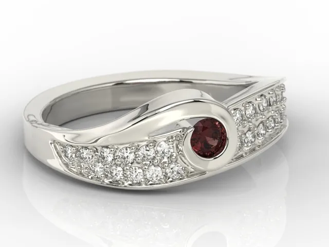 Pierścionek z brylantami i granatem JP-53B