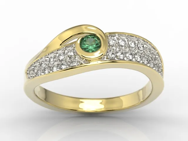 Pierścionek z brylantami i szmaragdem JP-53Z-R