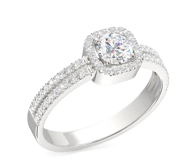 Pierścionek z białego złota z białym topazem Swarovski i cyrkoniami BP-52B-C