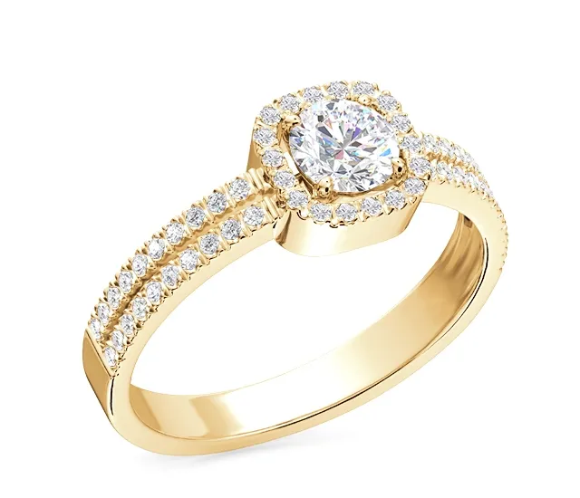 Pierścionek z żółtego złota z białym topazem Swarovski i cyrkoniami BP-52Z-C