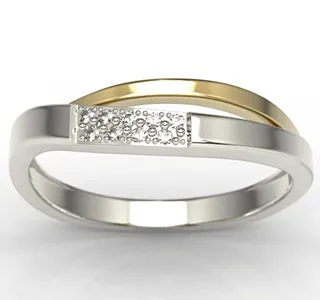 Pierścionek z białego i żółtego złota z diamentami LP-97BZ