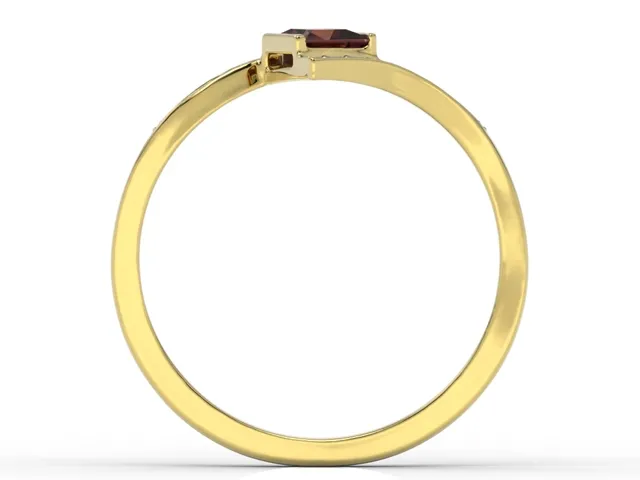 Pierścionek z żółtego złota z granatem i diamentami LP-46Z-R