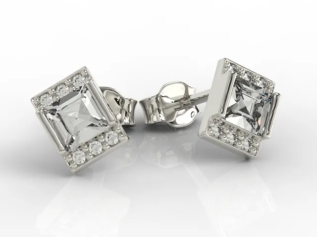 Kolczyki z białego złota z cyrkoniami LP-46B