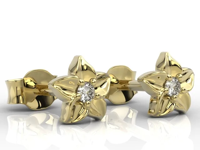 Kolczyki w formie kwiatu z żółtego złota i z cyrkoniami BPK-15Z-C