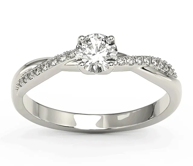 Pierścionek z białego złota z topazem Swarovski i brylantami BP-66B-TOP-WHI/D