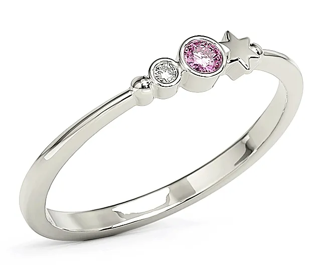 Pierścionek z białego złota z cyrkoniami Swarovski Różowy BP-6707B-C/PINK