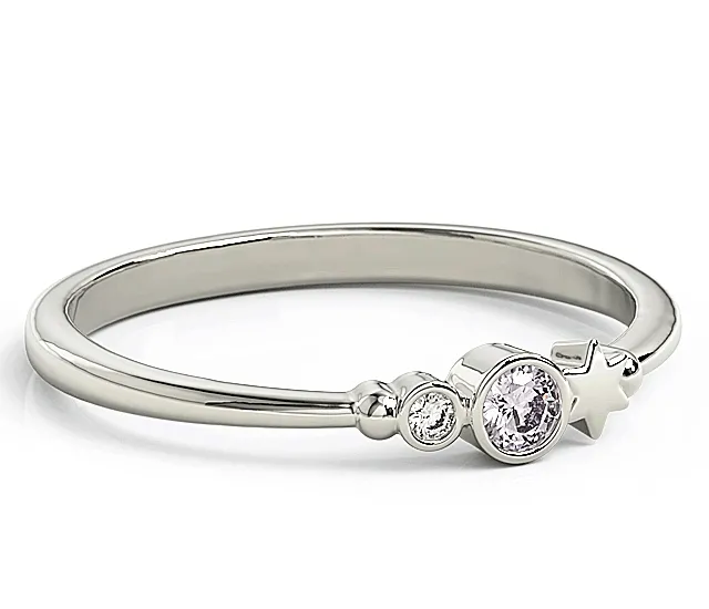 Pierścionek z białego złota z cyrkoniami Swarovski Lawenda BP-6709B-C/LAV