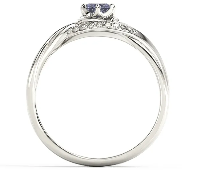 Pierścionek z białego złota z tanzanitem i cyrkoniami BP-71B-TAN/C