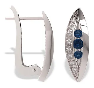 Kolczyki z białego złota z szafirami i diamentami model JPK-59B
