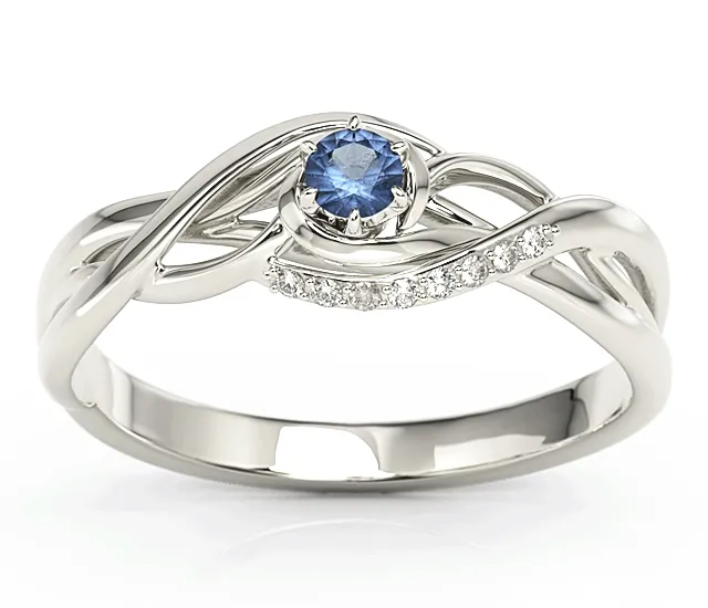 Pierścionek z białego złota z szafirem i brylantami BP-71B-SZA/D