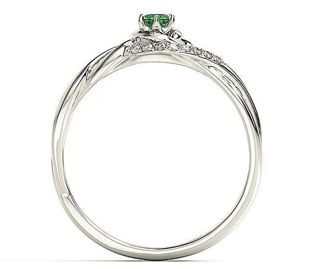 Pierścionek z białego złota ze szmaragdem i brylantami BP-71B-SZM/D