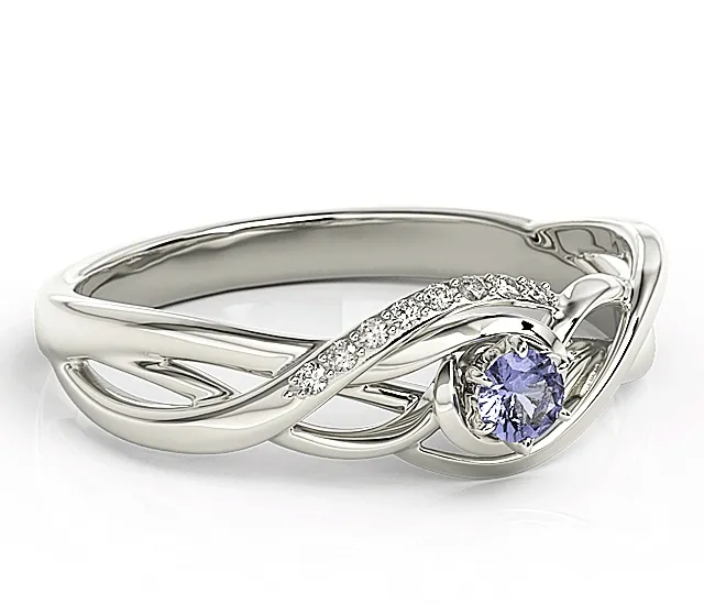 Pierścionek z białego złota z tanzanitem i brylantami BP-71B-TAN/D