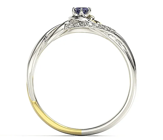 Pierścionek z białego i żółtego złota z tanzanitem i brylantami BP-71BZ-TAN/D