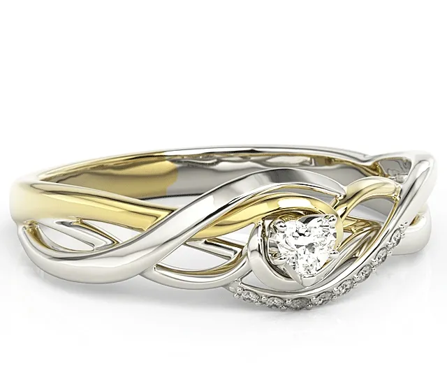 Pierścionek z białego i żółtego złota z cyrkoniami BP-73BZ-C