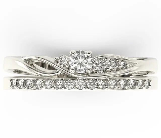 Pierścionek z białego złota z cyrkoniami Swarovski BP-77B-C