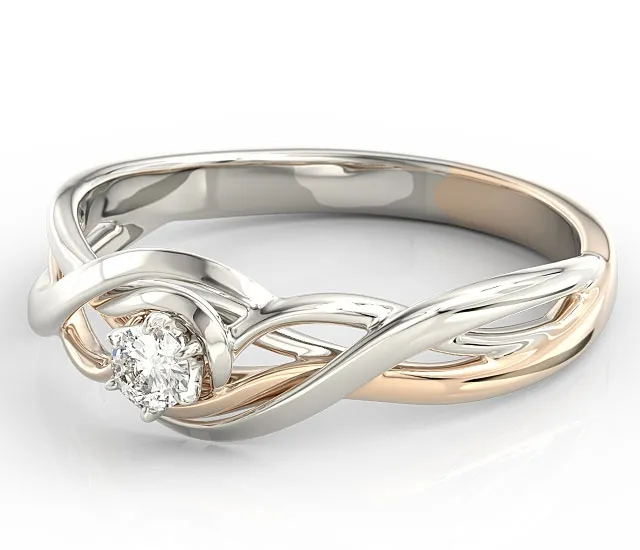 Pierścionek zaręczynowy z brylantem z białego i różowego złota BP-72BP