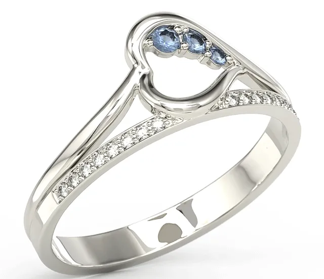 Pierścionek z białego złota z szafirami i brylantami BP-83B