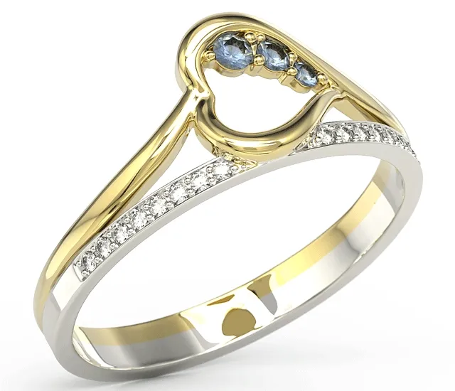 Pierścionek z żółtego i białego złota z szafirami i brylantami BP-83ZB