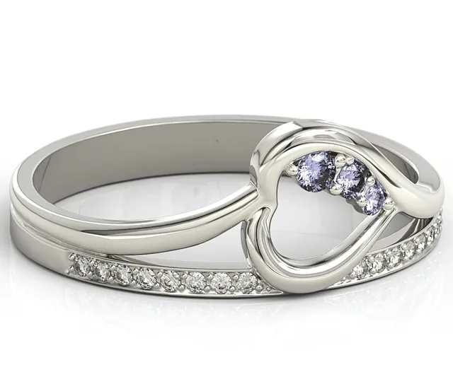 Pierścionek z białego złota z tanzanitami i brylantami BP-83B