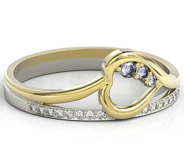 Pierścionek z żółtego i białego złota z tanzanitami i brylantami BP-83ZB