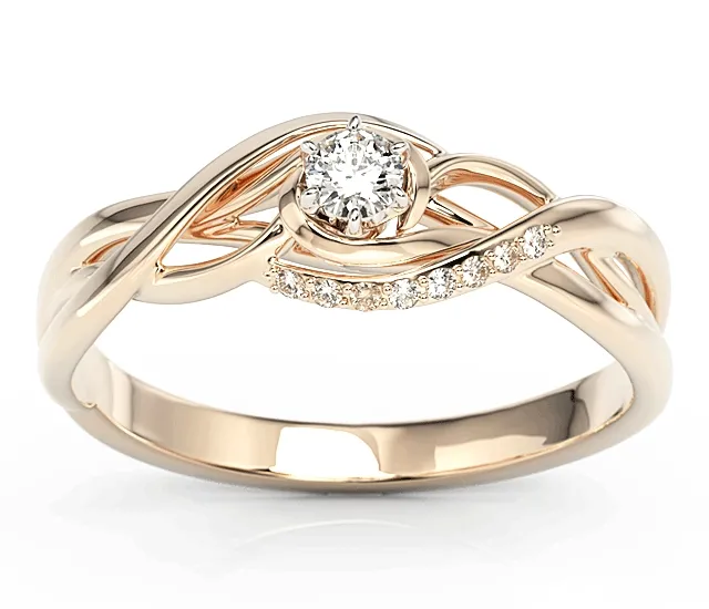 Pierścionek z różowego złota z brylantami BP-71P