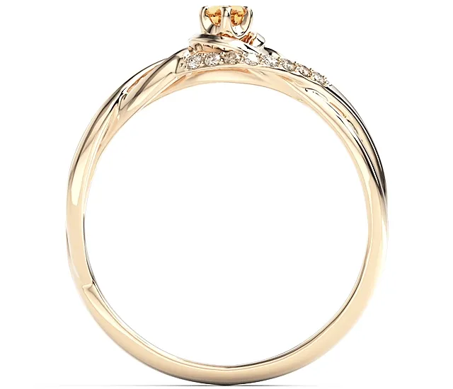 Pierścionek z różowego złota z topazem miodowym Swarovski i cyrkoniami BP-73B-TOP-HON/C