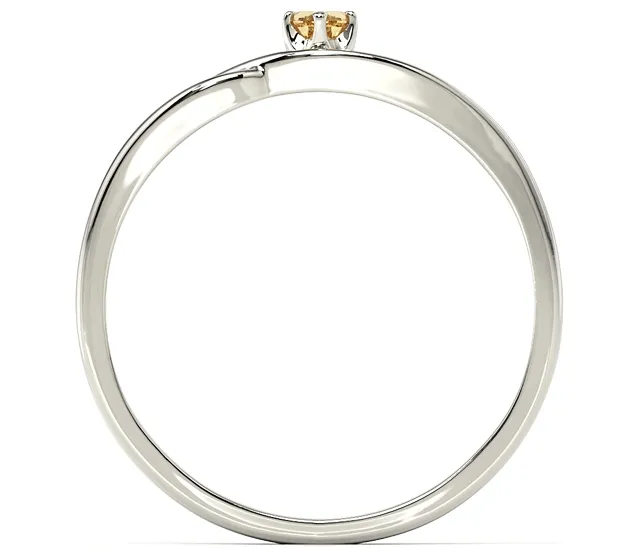 Pierścionek z białego złota z topazem Swarovski Honey i brylantami BP-81B