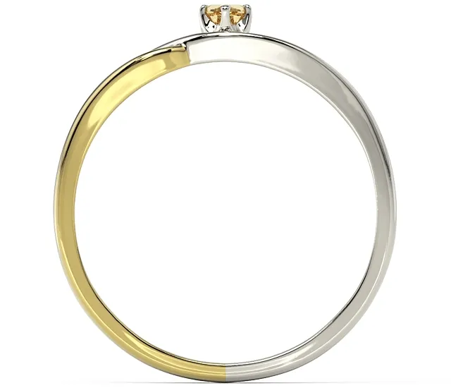 Pierścionek z białego i żółtego złota z topazem Swarovski Honey i brylantami BP-81BZ