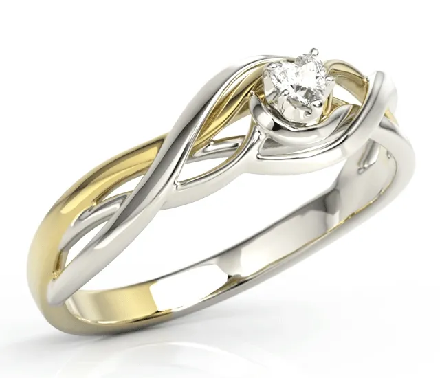 Pierścionek z białego i żółtego złota z cyrkonią BP-74BZ-C