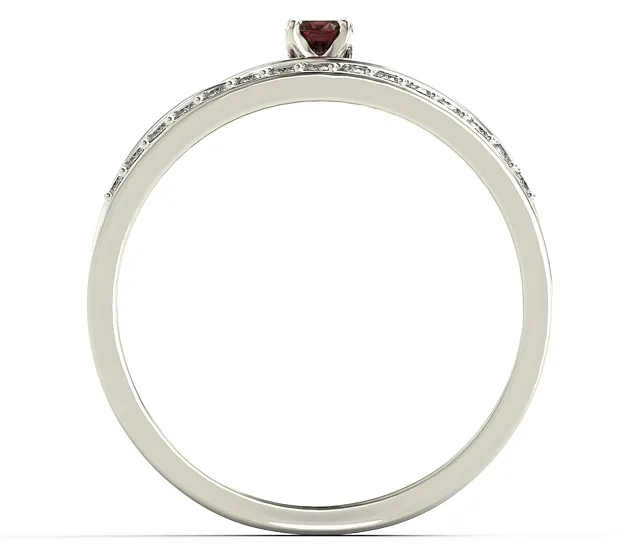 Pierścionek z białego złota z granatem i brylantami BP-77B-GRA/D