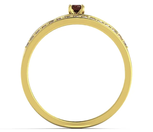 Pierścionek z żółtego złota z granatem i brylantami BP-77Z-GRA/D