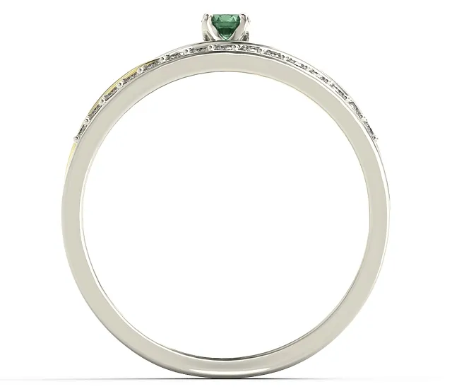 Pierścionek z białego i żółtego złota ze szmaragdem i brylantami BP-77BZ