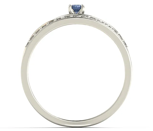 Pierścionek z białego i różowego złota z szafirem i brylantami BP-77BP