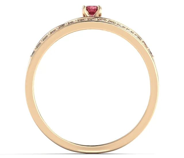 Pierścionek z różowego złota z rubinem i brylantami BP-77P