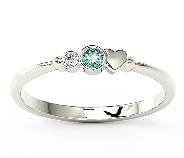 Pierścionek z białego złota z cyrkoniami Swarovski mietową i białą BP-6807B-C