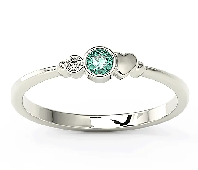 Pierścionek z białego złota z cyrkoniami Swarovski miętową i białą BP-6811B-C
