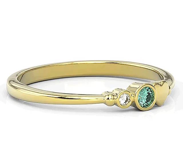 Pierścionek z żółtego złota z cyrkoniami Swarovski mietową i białą BP-6807Z-C