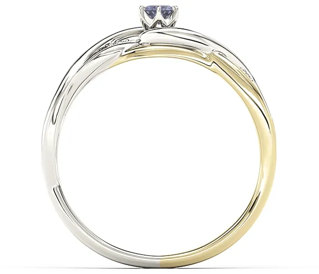 Pierścionek z białego i żółtego złota z tanzanitem i brylantami BP-75BZ